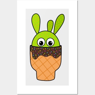 Cute Cactus Design #261: Beavers Tail Cactus In Ice Cream Cone Pot Posters and Art